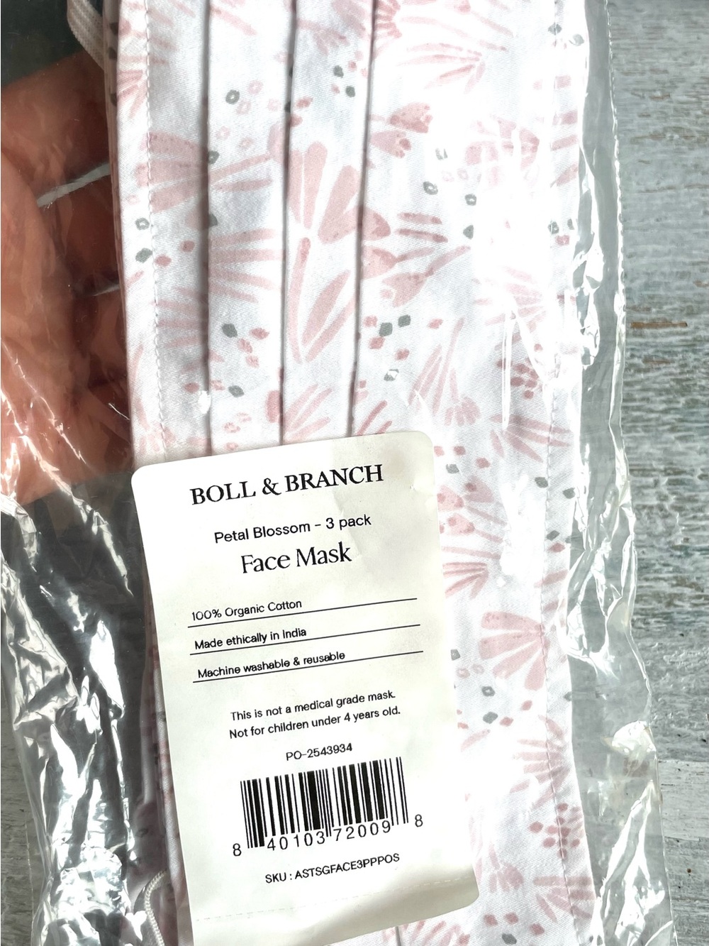 Boll & Branch Petal Blossom Face Mask - Pink Floral (3-Pack)